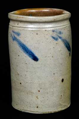 S. Bell & Son Stoneware Crock w/ Incised House & Strasburg Inscription