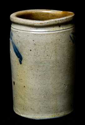 S. Bell & Son Stoneware Crock w/ Incised House & Strasburg Inscription