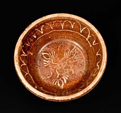 Shenandoah Valley Redware Bowl w/ Slip Decoration, Bell Family