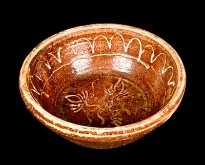 Shenandoah Valley Redware Bowl w/ Slip Decoration, Bell Family