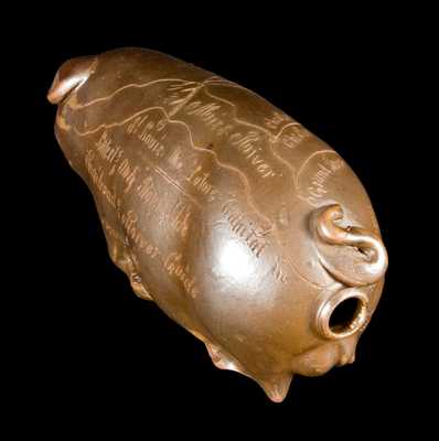 Anna Pottery, Anna, Illinois, 1876 Centennial Pig Flask
