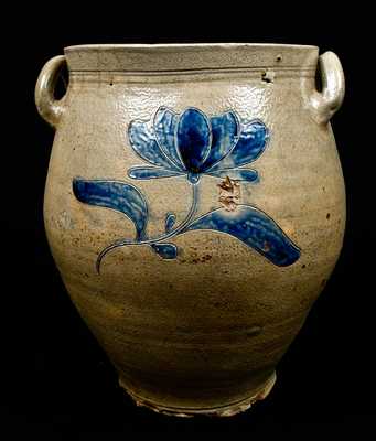 Large Early Incised Ovoid New York Stoneware Jar