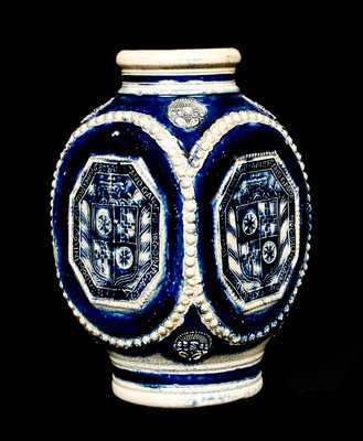 Very Rare Westerwald Stoneware Jar with Coat of Arms, c1680