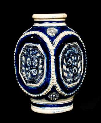 Very Rare Westerwald Stoneware Jar with Coat of Arms, c1680