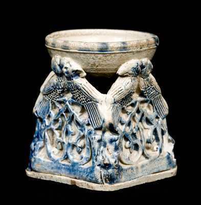 Rare Westerwald Table Salt with Pairs of Facing Birds, c1770