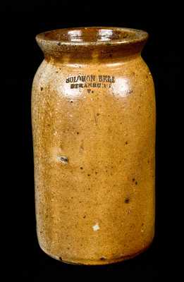 SOLOMON BELL / STRASBURG / Va Stoneware Canning Jar