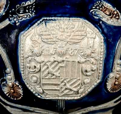 Rare and Fine Westerwald Stoneware Jug, Dated 1687