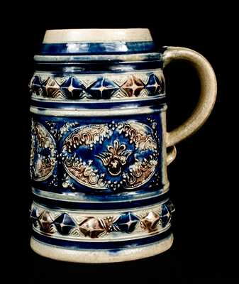 Fine Westerwald Stoneware Mug with Applied Medallions, c1710