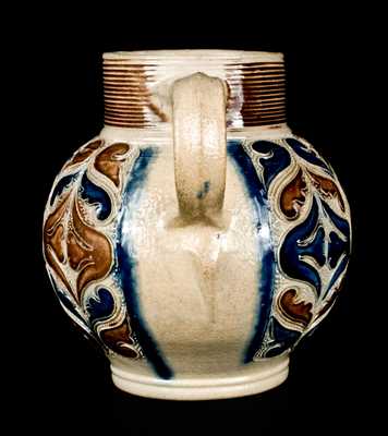 Rare and Fine Westerwald Stoneware Jug w/ Applied Decoration, c1690