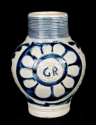 Westerwald Stoneware "GR" Mug w/ Incised Decoration, c1780