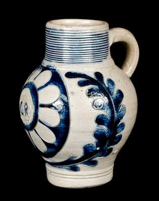 Westerwald Stoneware "GR" Mug w/ Incised Decoration, c1780