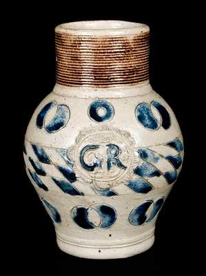Westerwald Stoneware "GR" Jug w/ Incised and Impressed Dec, c1750