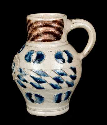 Westerwald Stoneware "GR" Jug w/ Incised and Impressed Dec, c1750