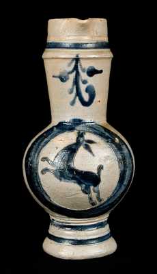 Westerwald Stoneware Pitcher w/ Incised Deer, circa 1760