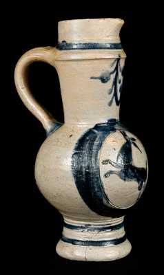 Westerwald Stoneware Pitcher w/ Incised Deer, circa 1760
