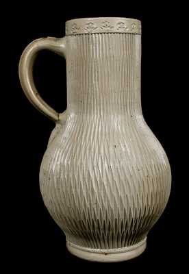 Rare Westerwald Stoneware Pitcher w/ Carved Body, circa 1750