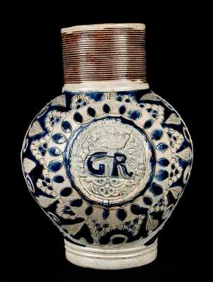 Very Fine Westerwald Stoneware "GR" Jug, circa 1740