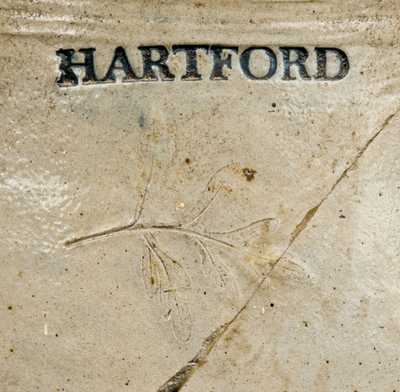 P. CROSS / HARTFORD Stoneware Jar with Impressed Leaf