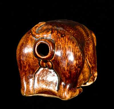 Small Stoneware Pig Flask Incised "Kiss Me For My Mother"