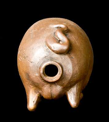 Stoneware Pig Flask Incised "Pure Old Bourbon in a Hogs---"