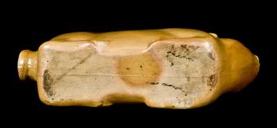 Stoneware Pig Flask Stenciled in Cobalt "OLD RYE IN A---"