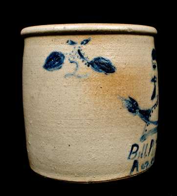 Roseville, OH Stoneware Crock w/ Man Decoration