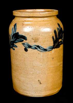 Baltimore Stoneware Jar w/ Floral and Chainlink Decoration
