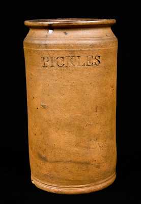 C. CROLIUS / NEW-YORK Stoneware PICKLES Jar, Rare Small Size