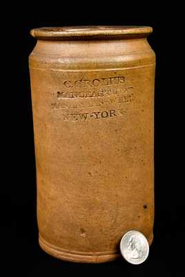 C. CROLIUS / NEW-YORK Stoneware PICKLES Jar, Rare Small Size