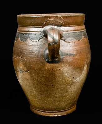 COMMERAWS / STONEWARE Jar w/ Vertical Handles and Compass Decoration