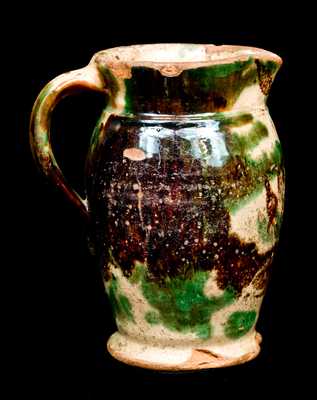 Shenandoah Valley Redware Pitcher, Multi-Glaze
