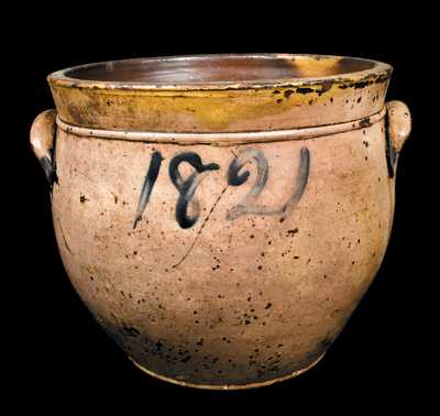 Large Bowl-Shaped Stoneware Vessel Dated 1821