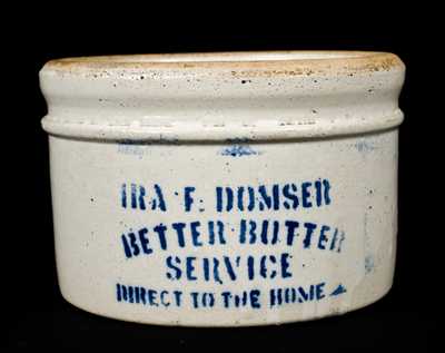 Small Bristol Slip Stoneware Advertising Butter Crock
