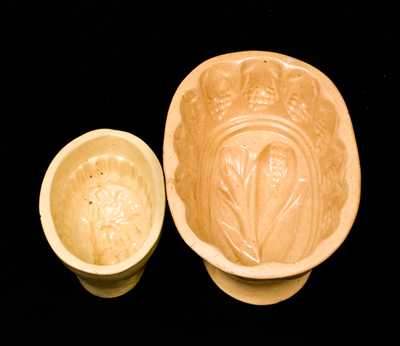 Lot of Two Yellowware Molds: Floral Paterns