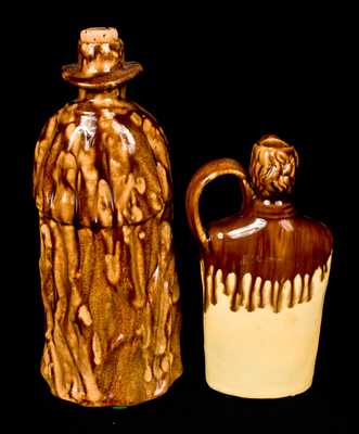 Lot of Two Rockingham Figural Bottles