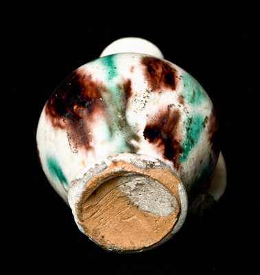 Miniature Redware Jug with Multi-Colored Glaze