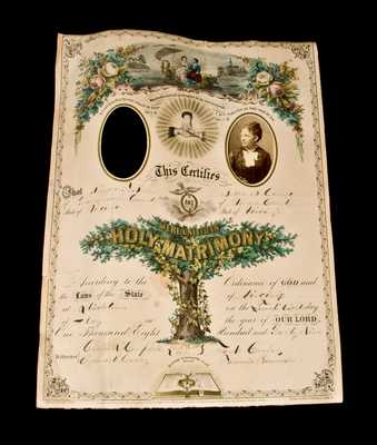 Wedding Certificate of Shenandoah Valley Potter Richard F. 