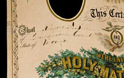 Wedding Certificate of Shenandoah Valley Potter Richard F.