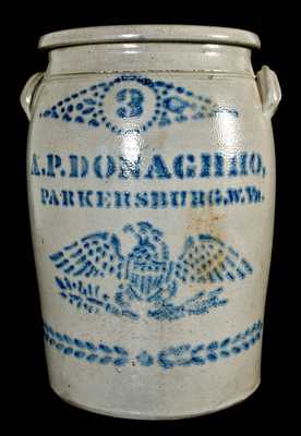 A.P. DONAGHHO, / PARKERSBURG, W. Va. Stoneware Jar w/ Eagle