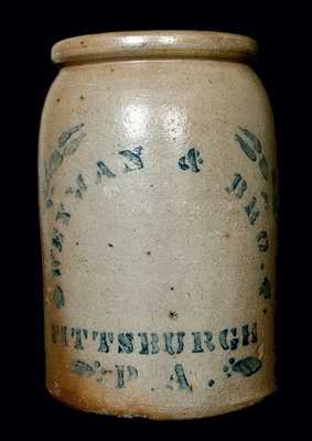 WEYMAN & BRO. / PITTSBURGH / PA Stoneware Tobacco Jar