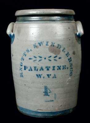  KNOTTS, SWINDLER & CO. / PALATINE. / W. VA Stoneware Crock