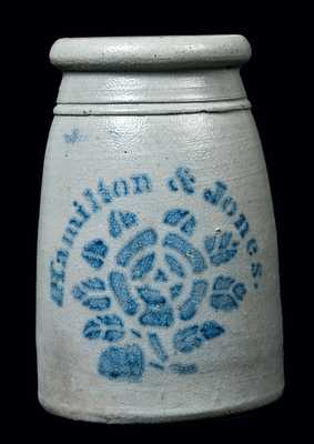 HAMILTON & JONES, Greensboro, PA Stoneware Jar w/ Rose