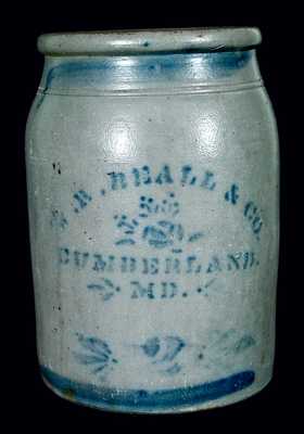 Cumberland, Maryland Advertising Stoneware Jar