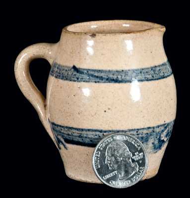 Miniature Cobalt-Banded Stoneware Pitcher, probably Midwestern