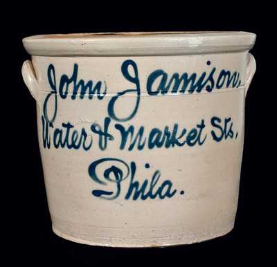 Philadelphia Stoneware Advertising Crock, Fulper, Flemington, NJ