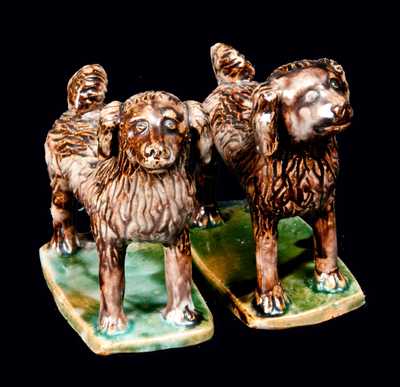 Pair of Standing Redware Dogs