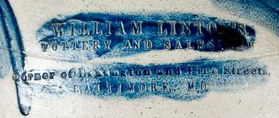 WILLIAM LINTON S / POTTERY AND SALESROOM / BALTIMORE, MD Crock