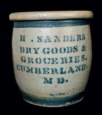 Cumberland, MD Stoneware Advertising Jar
