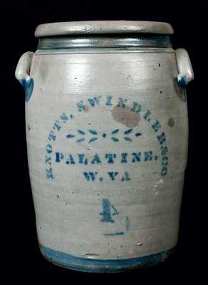 KNOTTS, SWINDLER & CO. / PALATINE. / W. VA Stoneware Crock