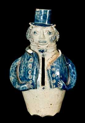 Figural Stoneware Bank / Face Vessel, New York State